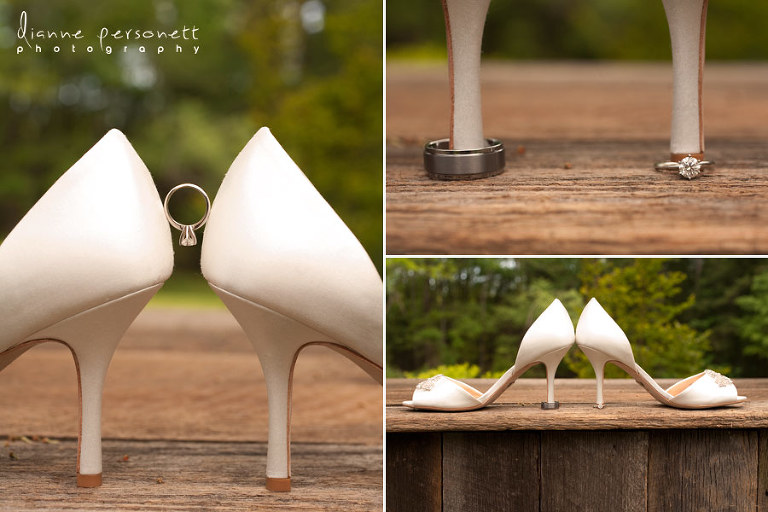 creative ring photos, white wedding shoes