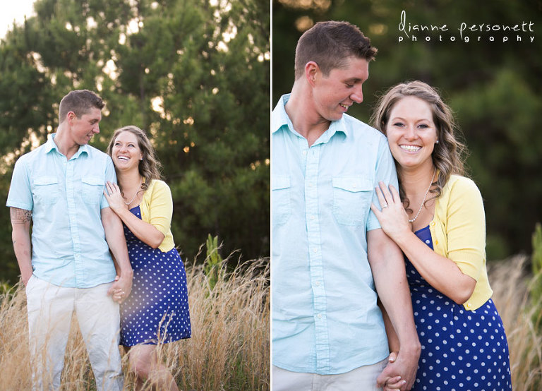 engagement photos in a field in charlotte