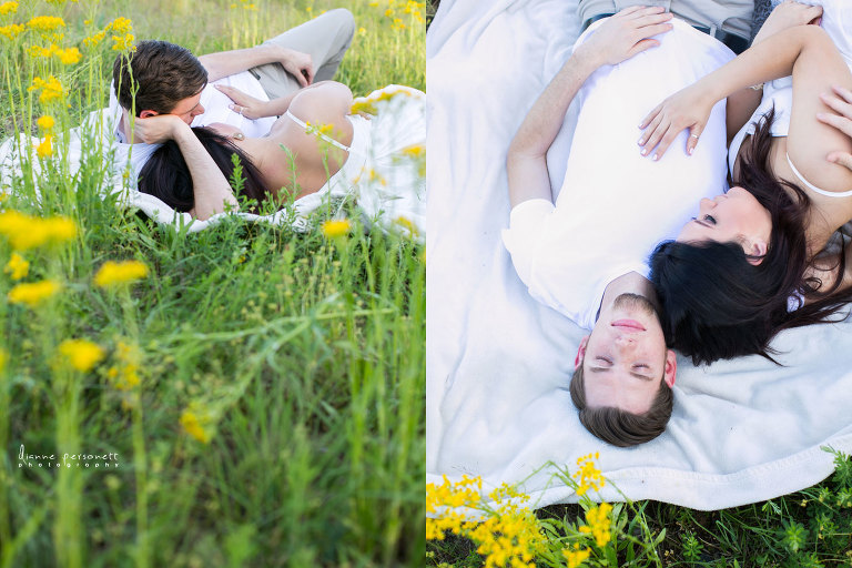 charlotte engagement photos in a field