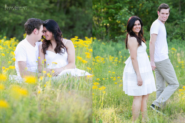 charlotte engagement photos in a field