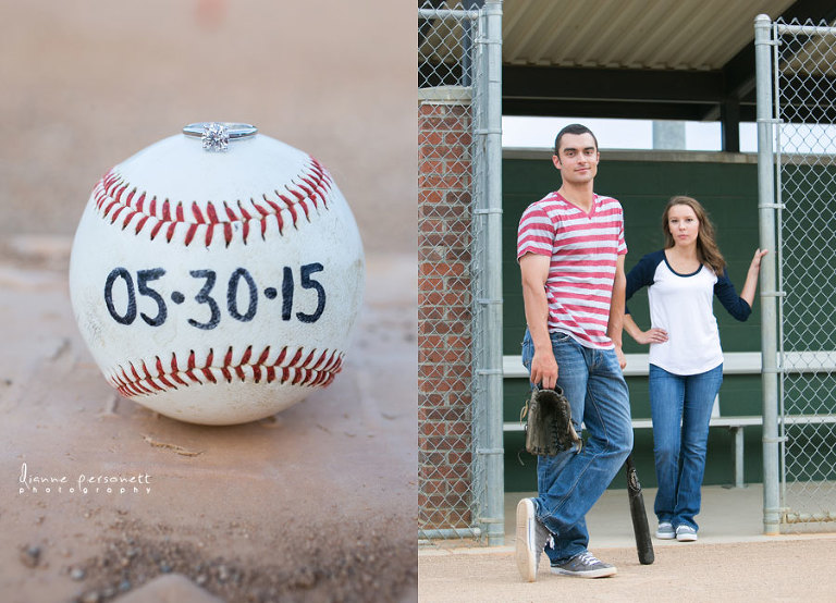 baseball themed engagement photos