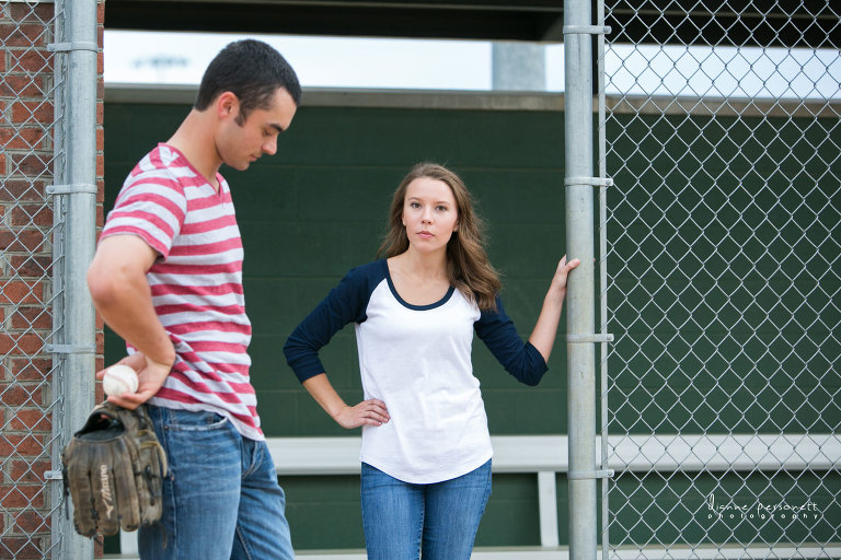 baseball themed engagement photos